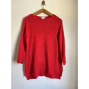 Joseph A Women’s Tunic Lightweight Sweater Size L Red 3/4 Sleeve